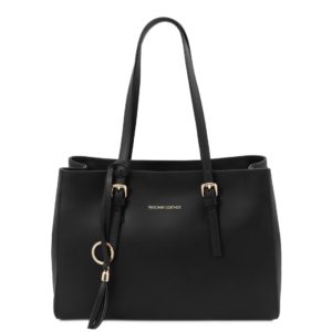 Leather Shoulder Bag - Black
