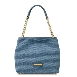 TL Bag Straw Effect Bucket Bag - Light Blue