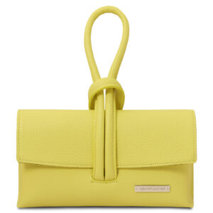 Leather Clutch - Lime Yellow