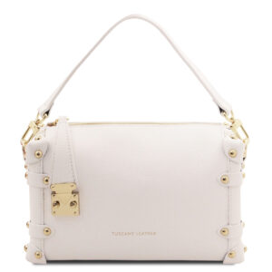 Praline Soft Leather Duffle Bag - White
